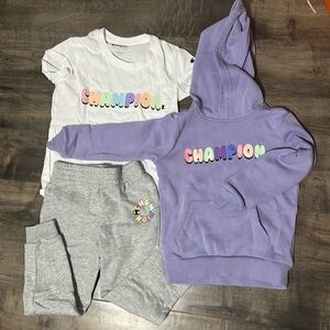 Champion sweatshirt tee pant set size 5